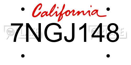 7NGJ148 California License Plate