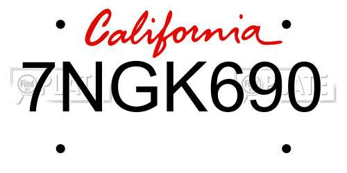 7NGK690 California License Plate