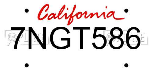 7NGT586 California License Plate