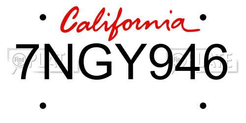 7NGY946 California License Plate