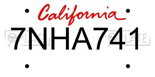 7NHA741 California License Plate