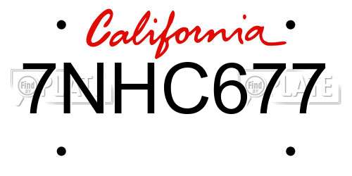 7NHC677 California License Plate