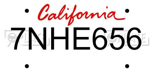7NHE656 California License Plate