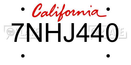 7NHJ440 California License Plate
