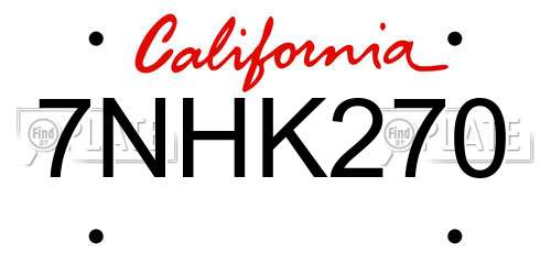 7NHK270 California License Plate