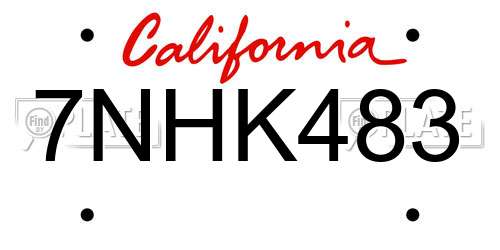 7NHK483 California License Plate