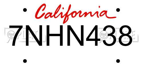 7NHN438 California License Plate