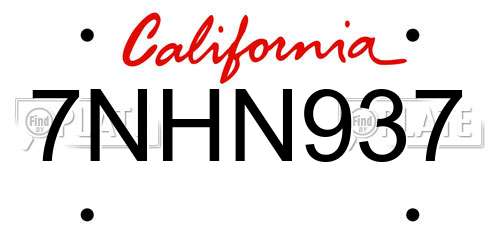 7NHN937 California License Plate