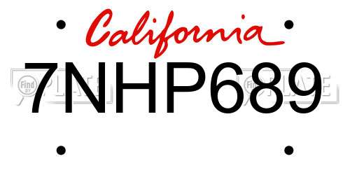 7NHP689 California License Plate