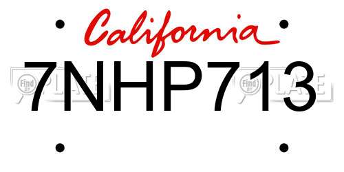 7NHP713 California License Plate