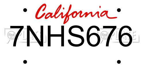 7NHS676 California License Plate