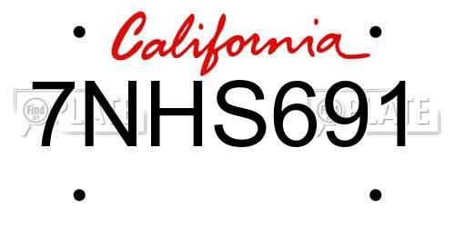 7NHS691 California License Plate