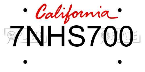 7NHS700 California License Plate