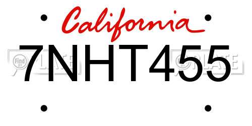 7NHT455 California License Plate
