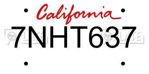 7NHT637 California License Plate