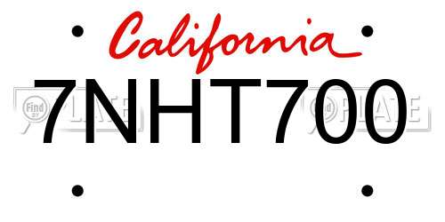 7NHT700 California License Plate