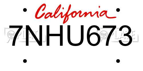 7NHU673 California License Plate