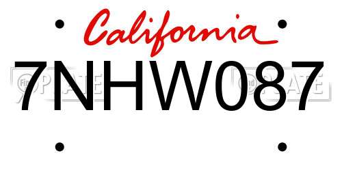7NHW087 California License Plate