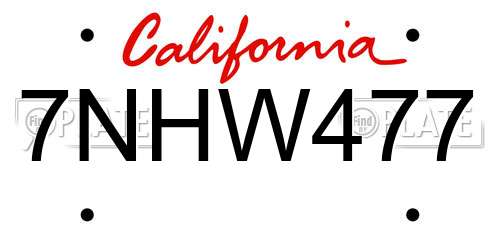 7NHW477 California License Plate