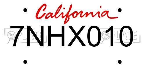 7NHX010 California License Plate