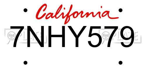 7NHY579 California License Plate
