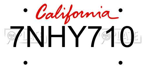 7NHY710 California License Plate