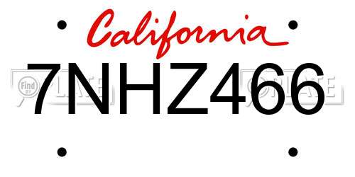 7NHZ466 California License Plate