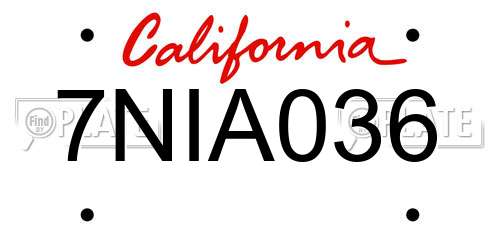 7NIA036 California License Plate