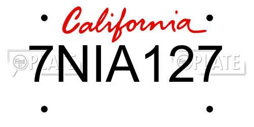 7NIA127 California License Plate