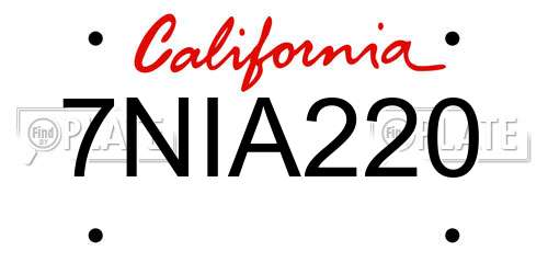 7NIA220 California License Plate
