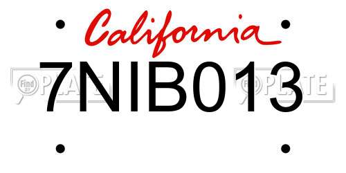 7NIB013 California License Plate