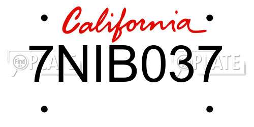 7NIB037 California License Plate