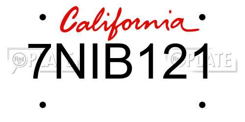 7NIB121 California License Plate