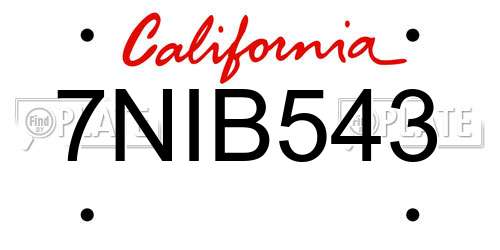 7NIB543 California License Plate