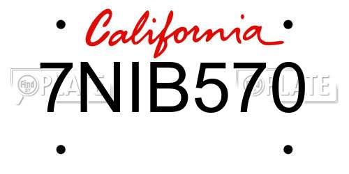 7NIB570 California License Plate