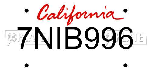 7NIB996 California License Plate
