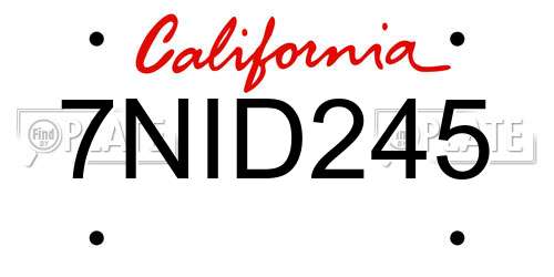 7NID245 California License Plate