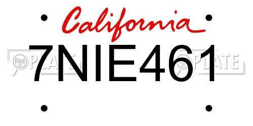 7NIE461 California License Plate