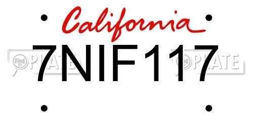 7NIF117 California License Plate