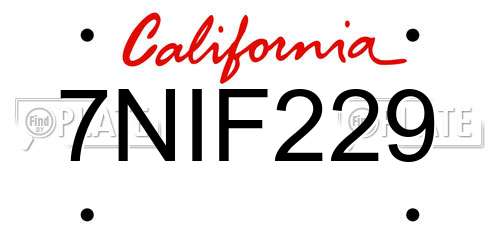 7NIF229 California License Plate