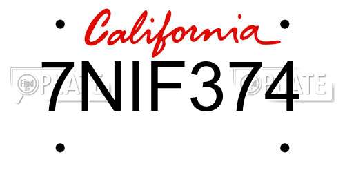 7NIF374 California License Plate