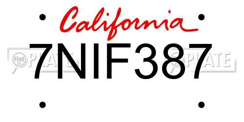 7NIF387 California License Plate