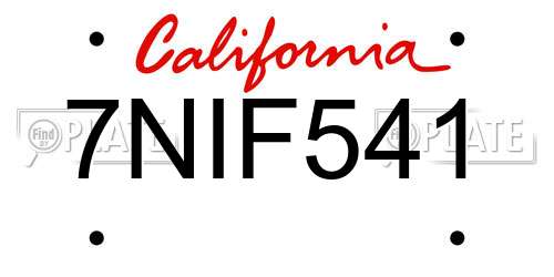 7NIF541 California License Plate