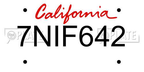 7NIF642 California License Plate