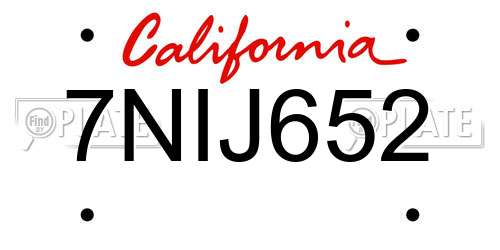 7NIJ652 California License Plate