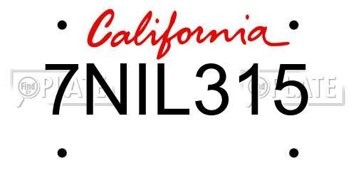 7NIL315 California License Plate