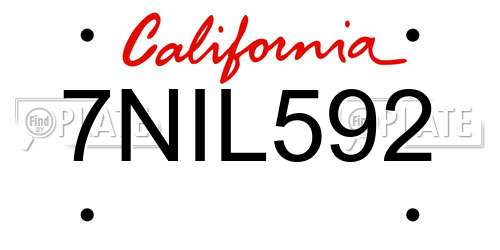 7NIL592 California License Plate