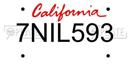 7NIL593 California License Plate