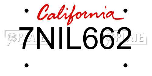 7NIL662 California License Plate