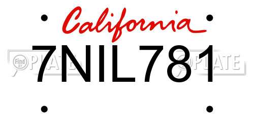 7NIL781 California License Plate